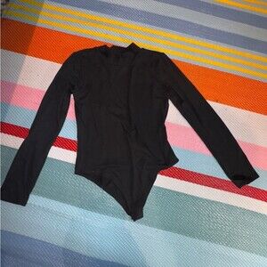 Gaze Black Long Sleeve Bodysuit Women Size Small